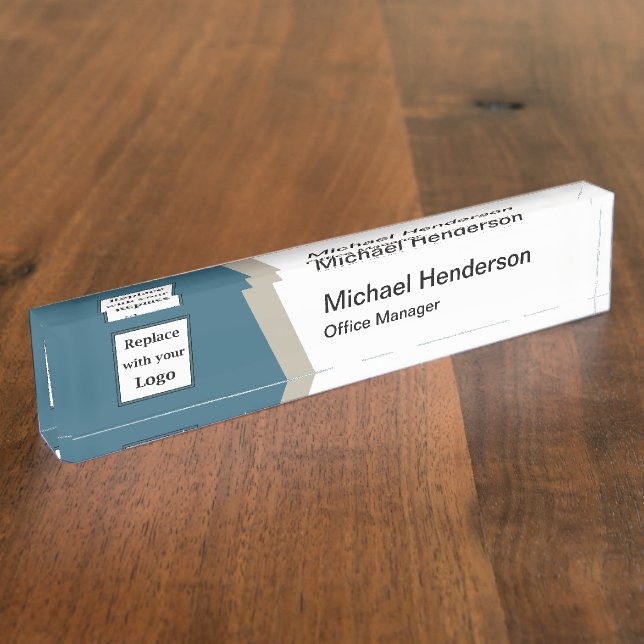 Modern Business Logo Staff Desk Name Plaques Plate (Side)