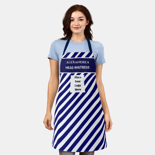 Modern Business Logo Stripes Geometric Pattern  Apron (Worn)