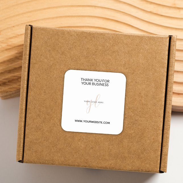 Modern Business Logo Website Branded Thank you Square Sticker (Creator Uploaded)