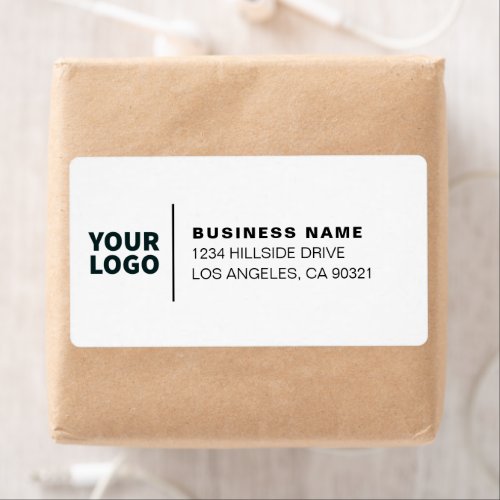 Modern Business Logo White  Black Return Address Label