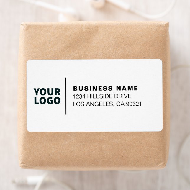 Modern Business Logo White & Black Return Address Label (Insitu)