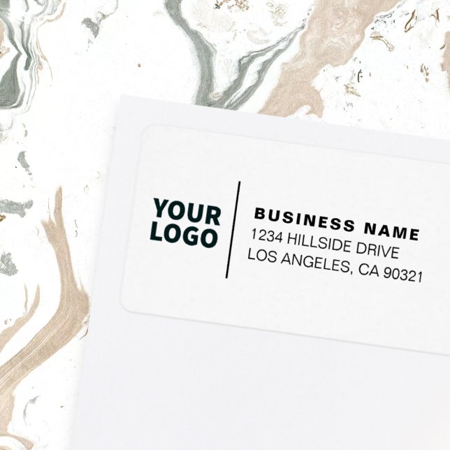 Modern Business Logo White & Black Return Address Label (Creator Uploaded)
