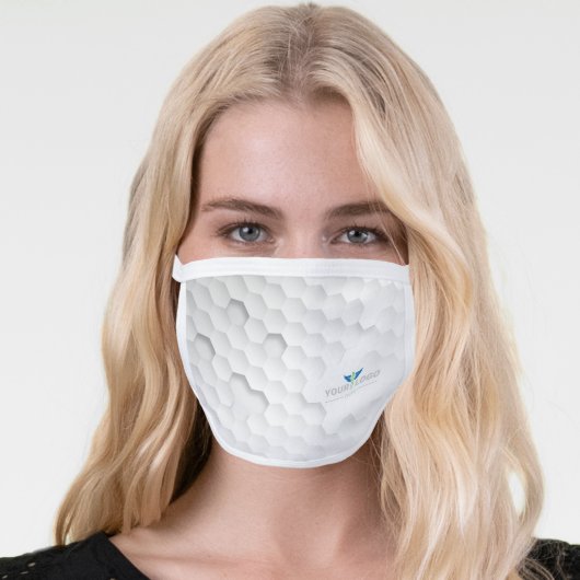 Modern Business Logo White Hexagon Pattern Face Mask (Worn Her)