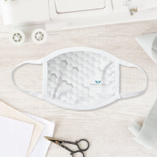 Modern Business Logo White Hexagon Pattern Face Mask (Insitu)