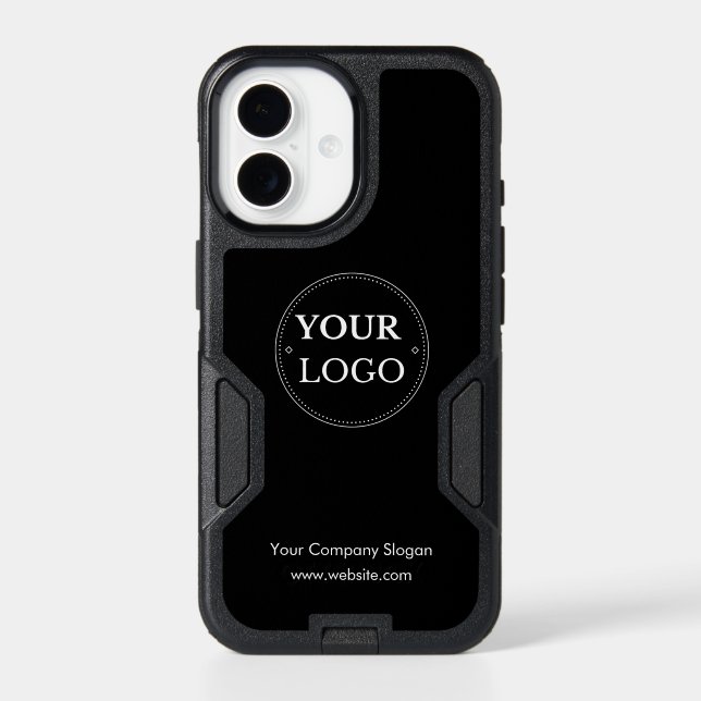 Modern Business Logo with Custom Slogan & Website Otterbox iPhone Case (Back)