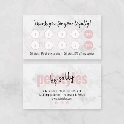 Modern Business Loyalty Card Marble Background