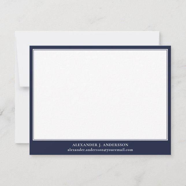 Modern Business Men's Blue Personalized Note Card (Front)