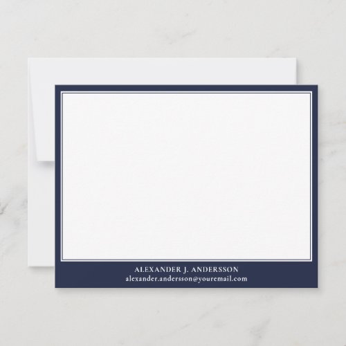 Modern Business Mens Blue Personalized Note Card