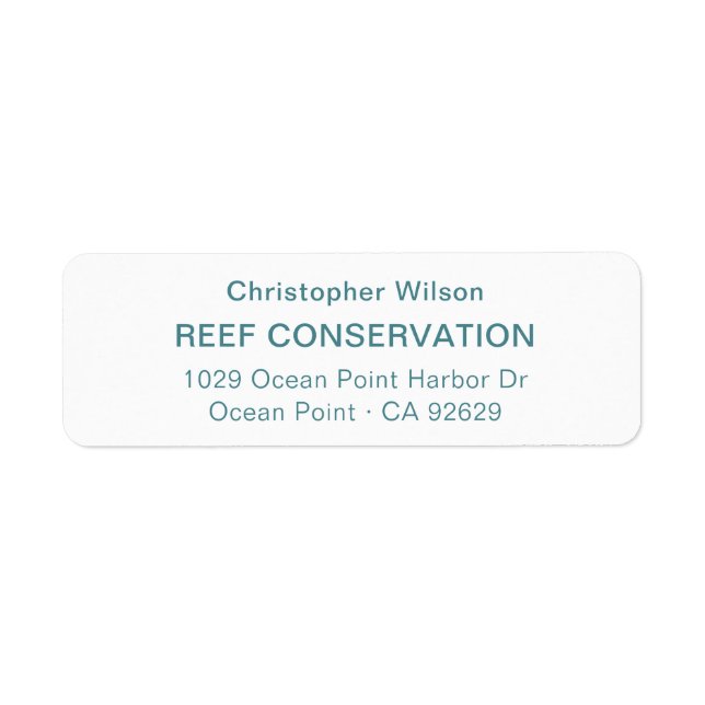 Modern Business Name Aqua Blue Return Address Label (Front)