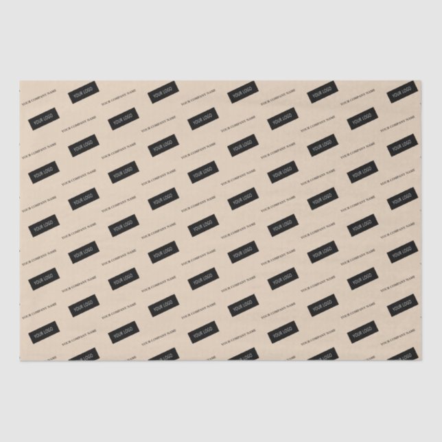 Modern Business Name Logo Packaging Beige     Tissue Paper (Front)