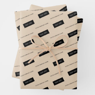 Modern Business Name Logo Packaging Beige Wrapping Paper Sheets