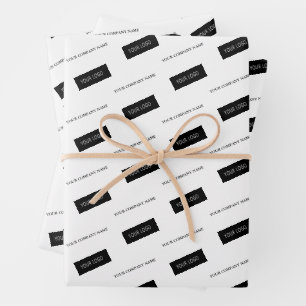 Modern Business Name Logo Packaging White Wrapping Paper Sheets