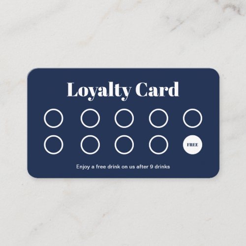 Modern Business Navy Blue Business Discount Reward Loyalty Card