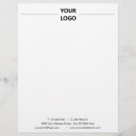 Modern Business Office Letterhead with Logo<br><div class="desc">Custom Simple Black and White Business Office Letterhead with Logo</div>