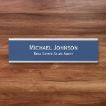 Modern Business Office Name Title Professional Door Sign<br><div class="desc">Custom, personalized, professional, modern, classy, stylish, elegant, business office cabin silver classic blue and white script / typography, wall or door hanging metal sign name plate. To customize, simply type in your full name and designation / title. While you personalize, you'll be able to see a preview throughout. Perfect for...</div>