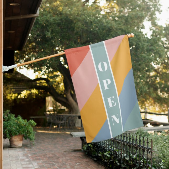  Modern Business Open Rainbow House Flag (In SItu)