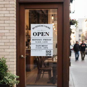Modern Business opening hours logo and qr code Poster