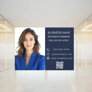 Modern Business Photo Contact Information blue Window Cling