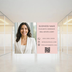 Modern Business Photo Contact Information pink Window Cling