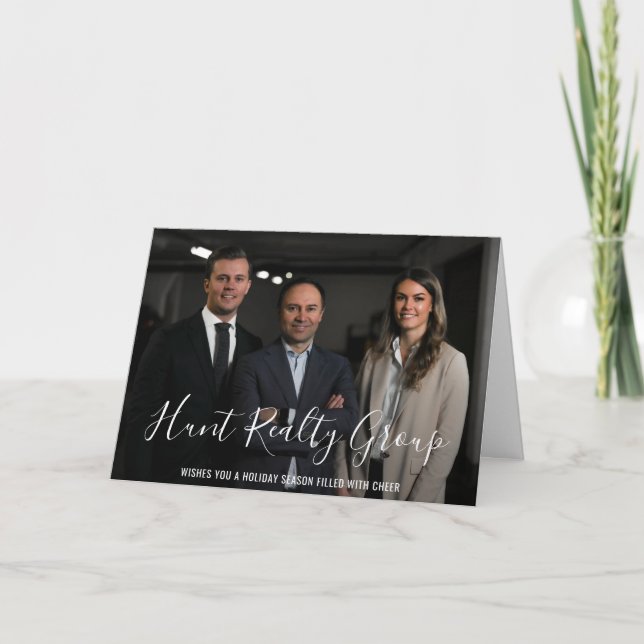 Modern Business Photo Corporate Christmas Holiday Card (Front)