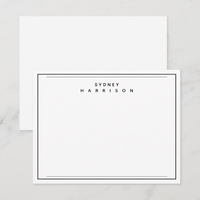 Modern Business Professional Simple Border Flat Note Card (Front/Back)