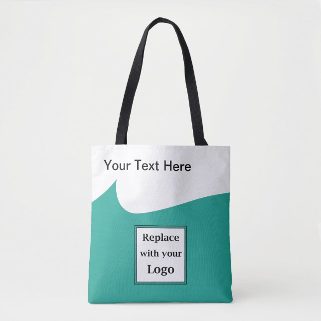 Modern Business Promotional Logo Teal And White  Tote Bag (Front)