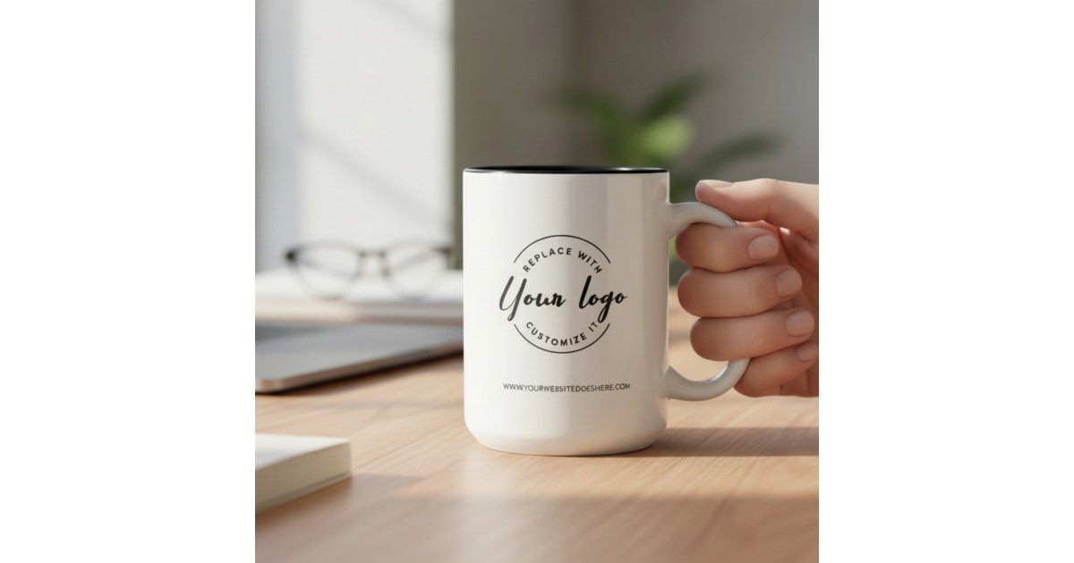 Modern Business promotional logo website Two-Tone Coffee Mug | Zazzle