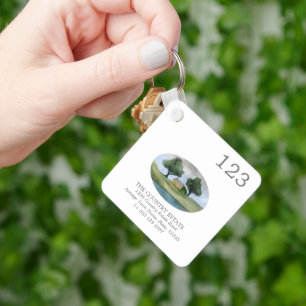 Modern Business Property Room Number QR Code Keychain