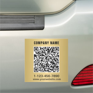Modern Business QR Code Gold Car Magnet