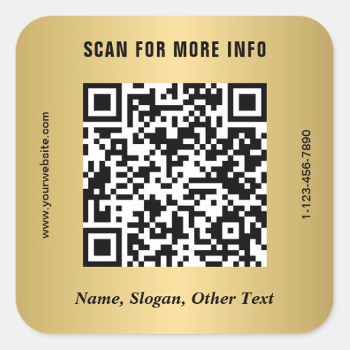 Modern Business QR Code Gold Square Sticker