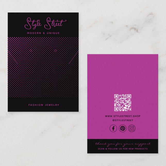 Modern Business QR Code Jewelry Display Cards (Front/Back)