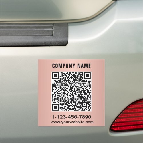 Modern Business QR Code Rose Gold Car Magnet