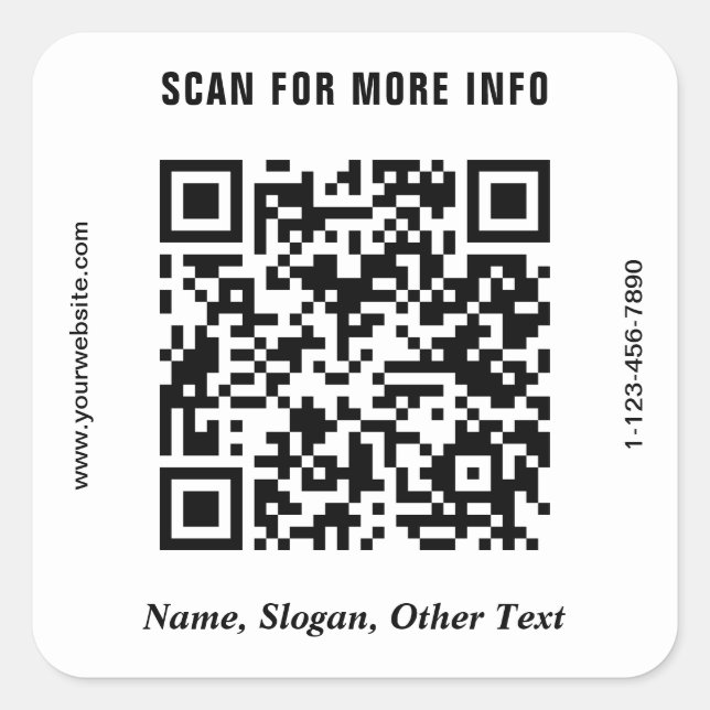 Modern Business QR Code Square Sticker (Front)