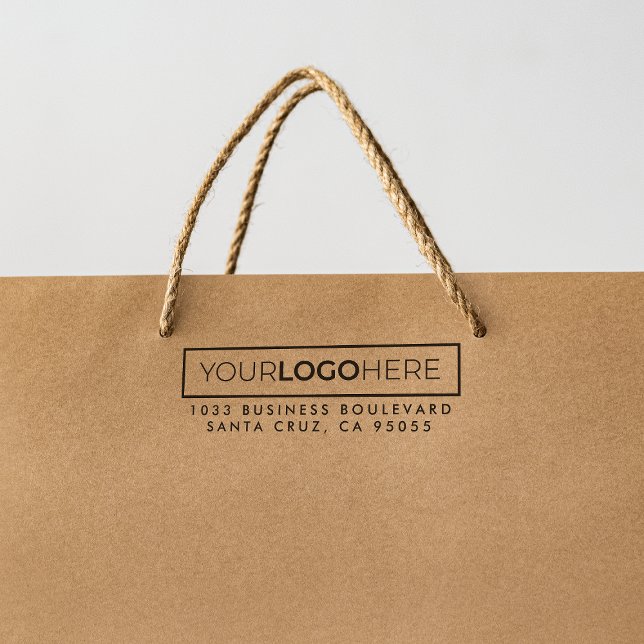 Modern Business Rectangular Logo Return Address Self-inking Stamp (Stamp Mock-up)