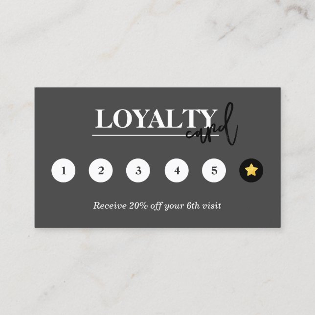 Modern Business Reward Dark Gray Flat  Loyalty Card (Front)