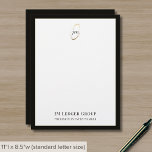 Modern Business Script Monogram Letterhead<br><div class="desc">Make a lasting impression with our Modern Letterhead with Custom Script Monogram. This letterhead design features a framed design with a gold monogram emblem and your company name and tagline elegantly presented in classic typography. The solid black back adds to the cohesion of the overall design. Each sheet exudes professionalism...</div>