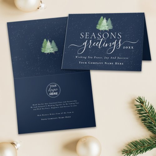Modern Business Seasons Greetings Company Logo Holiday Card