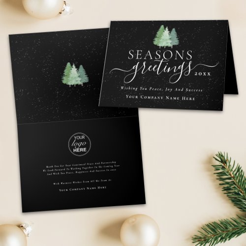 Modern Business Seasons Greetings Company Logo Holiday Card