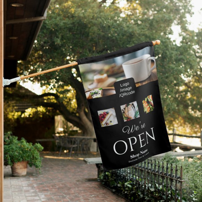 Modern Business Shop Photo Black House Flag (In SItu)