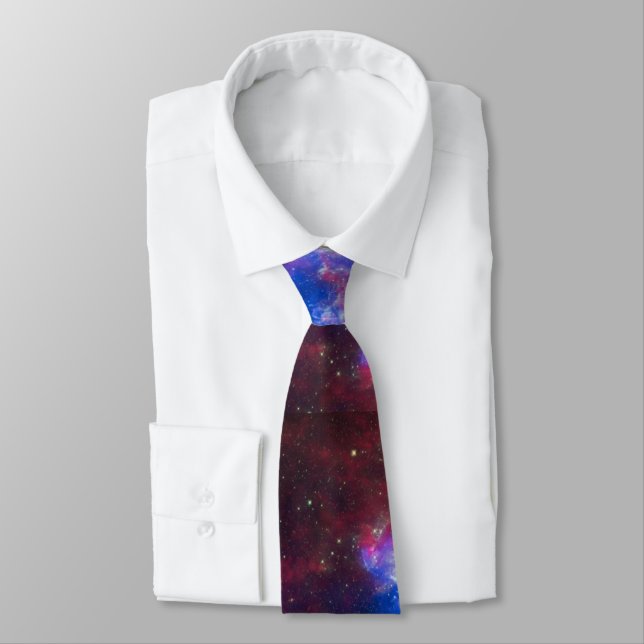 Modern Business Space Abstrac Pink Blue Neck Tie (Tied)