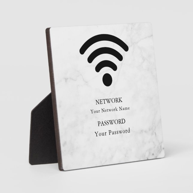 Modern Business Wifi Network and Password Black  Plaque (Front)