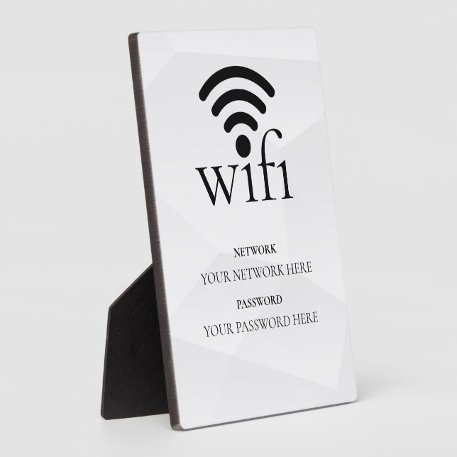 Modern Business Wifi Network and Password Black  Plaque (Side)