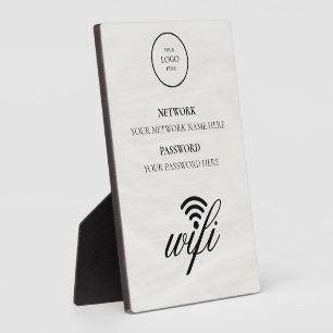 Modern Business Wifi Network and Password Black  Plaque
