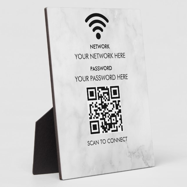 Modern Business Wifi Network and Password Black  Plaque (Side)