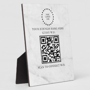 Modern Business Wifi Network and Password Black Plaque