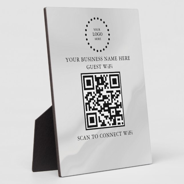 Modern Business Wifi Network and Password Black  Plaque (Side)