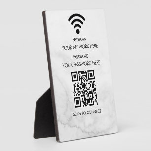 Modern Business Wifi Network and Password Black  Plaque