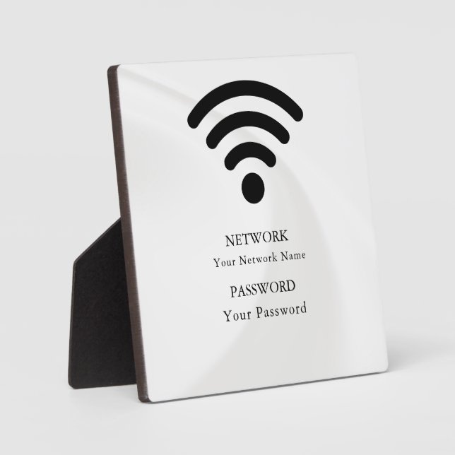 Modern Business Wifi Network and Password Black  Plaque (Front)