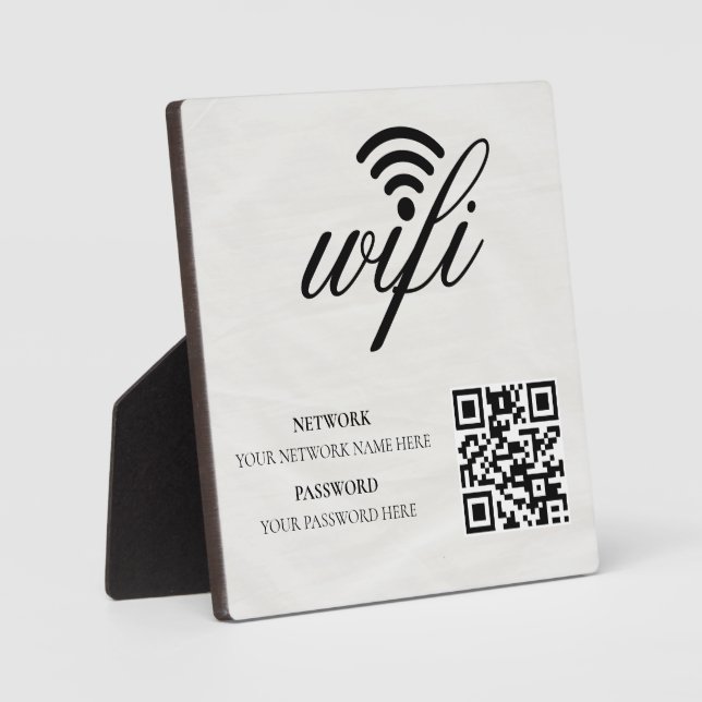 Modern Business Wifi Network and Password Black  Plaque (Front)
