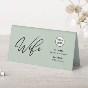 Modern Business Wifi Password & Qr Code Welcome   Table Tent
